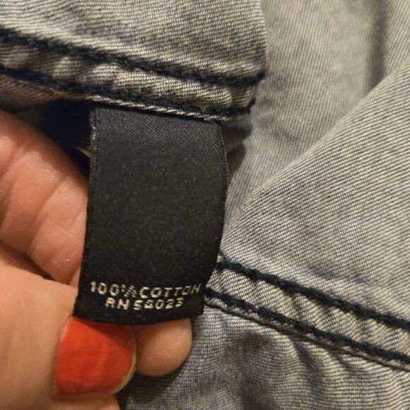Banana Republic Small Blue Chambray Denim Button Down Cotton Casual Wardrobe... - Picture 4 of 7